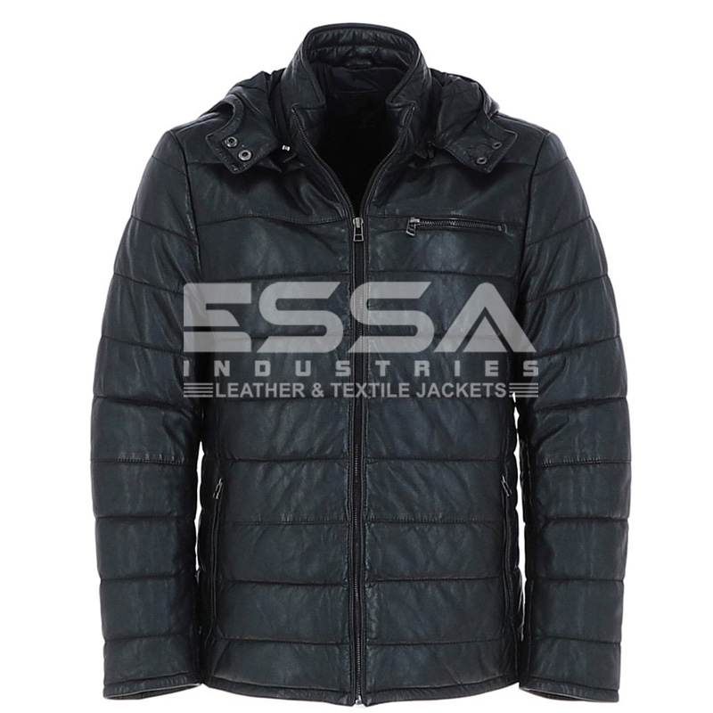 Men Leather Down Jacket