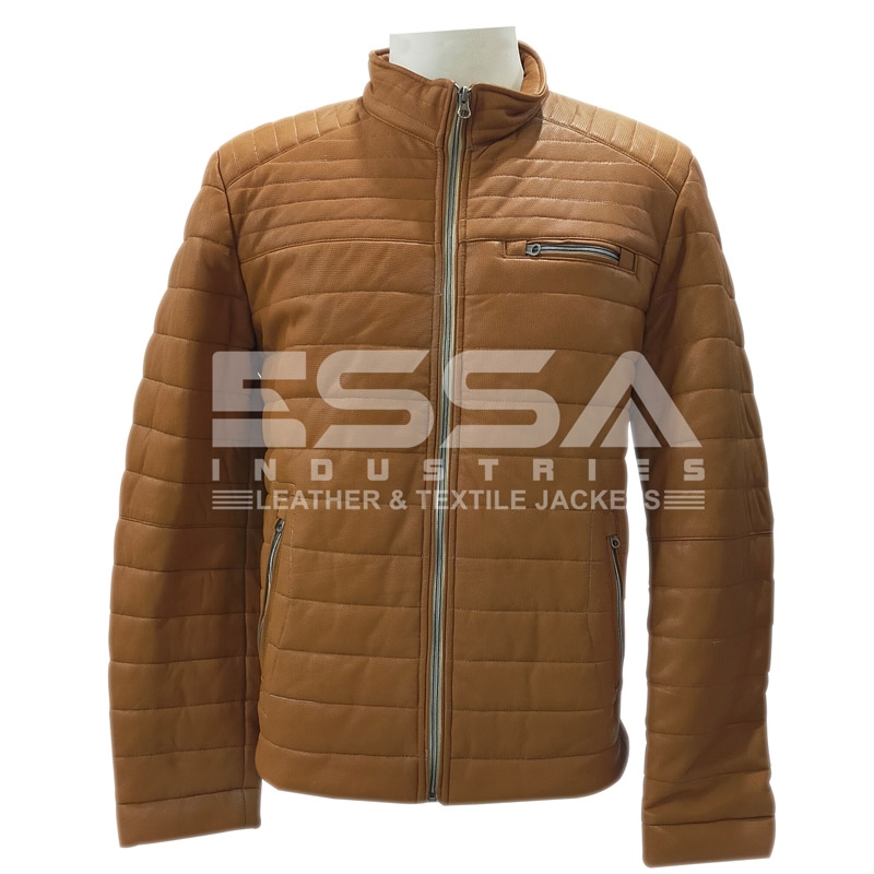 Men Leather Down Jacket