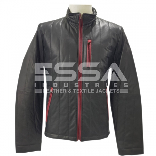 Men Leather Down Jacket