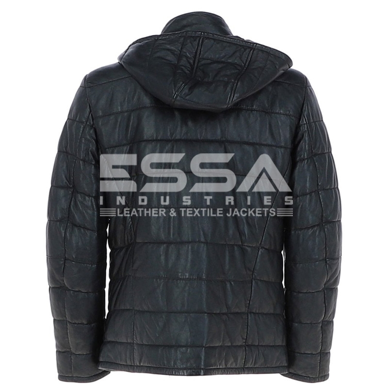 Men Leather Down Jacket Back