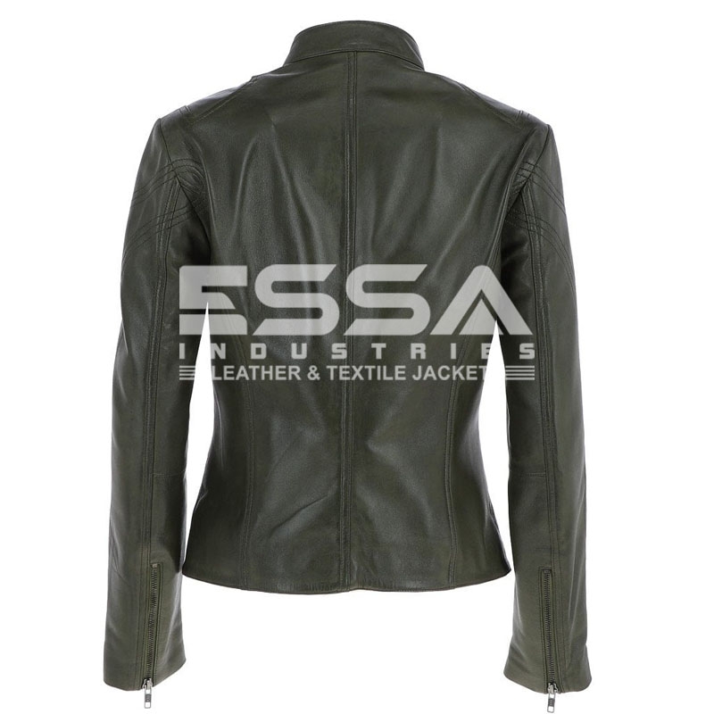 Women Leather Jacket Back