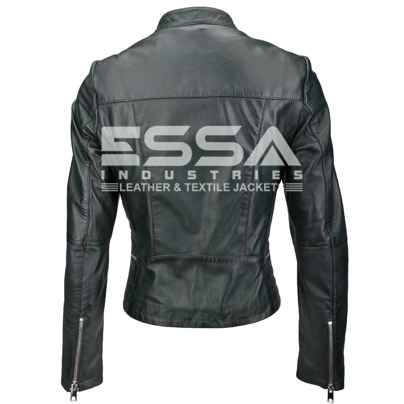 Women Leather Jacket Back