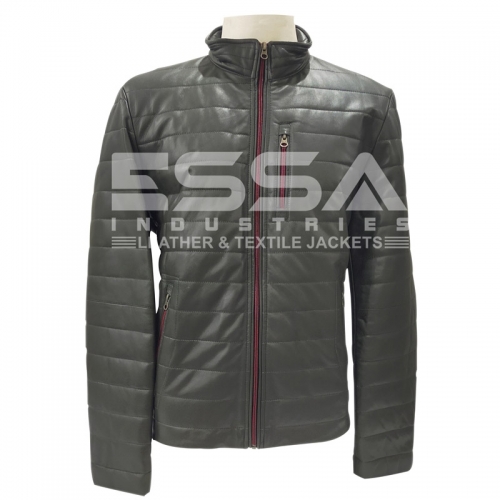 Men Leather Down Jacket